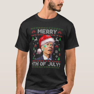 Santa Joe Biden Merry 4:e juli Ugly jul S T Shirt
