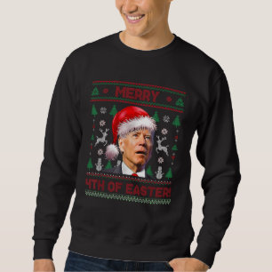 Santa Joe Biden Merry 4:e Påsk-julen Lång Ärmad Tröja