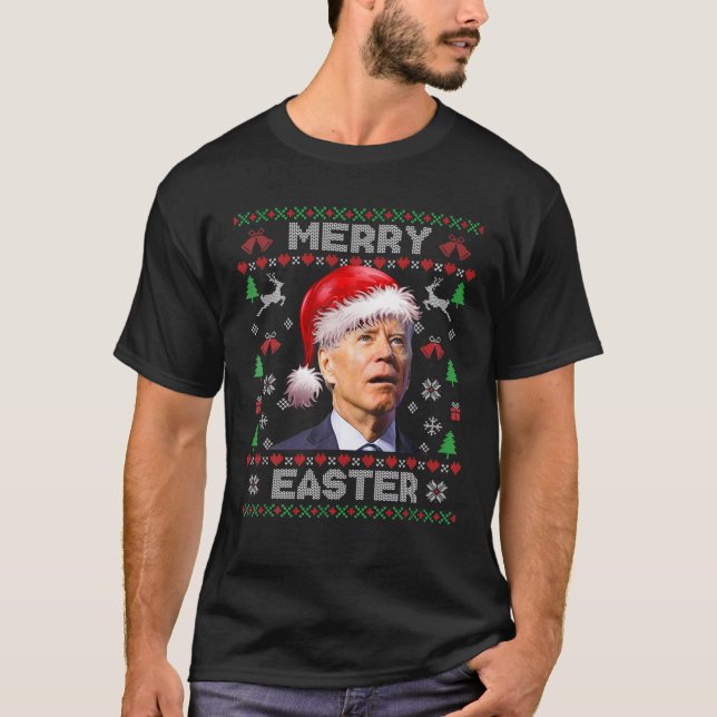 Santa Joe Biden Merry Påsk Ugly jul Sweate T Shirt (Framsida)