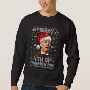 Santa Joe Biden Merry Thanksgiving Ugly jul Lång Ärmad Tröja
