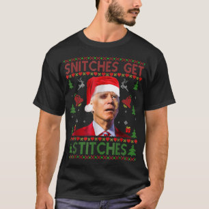 Santa Joe Biden Snitches-Get-Stitches, julhälsning T Shirt