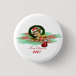 Santa Joy Sock God Jul Badge Knapp