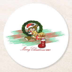 Santa Joy Sock-julen Papper Underlägg Rund