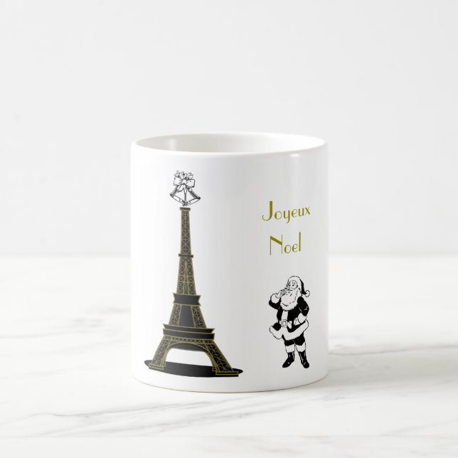 Santa Joyeux Noel Eiffel Torn Paris jul Kaffemugg (Center)