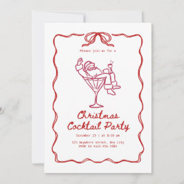Santa jul cocktail fest, rolig modern inbjudningar