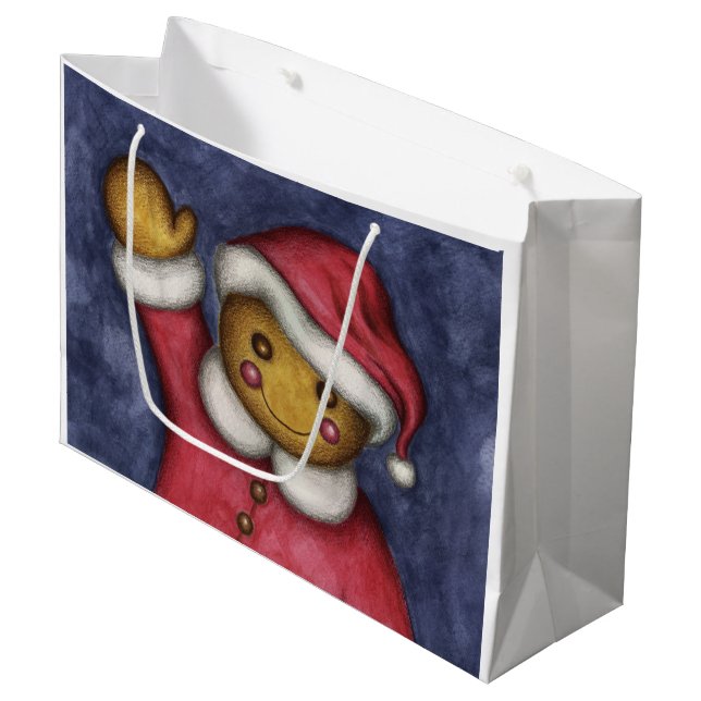Santa Jul Gingerbröd Helgdag Cute Gift Bag (Framsidan Vinklad)
