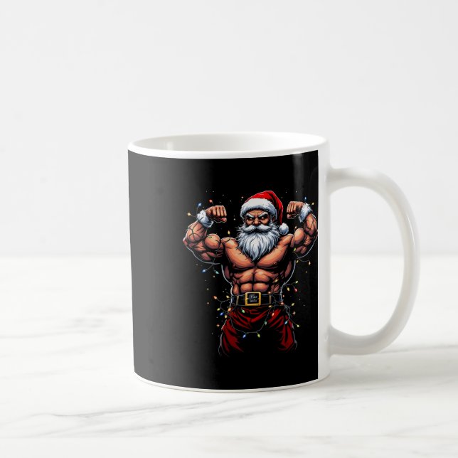 Santa Jul Gym Workout Muscular Jultomten Kaffemugg (Höger)