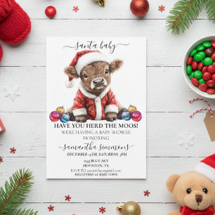 Santa jul högtid Highland Baby Shower Inbjudningar
