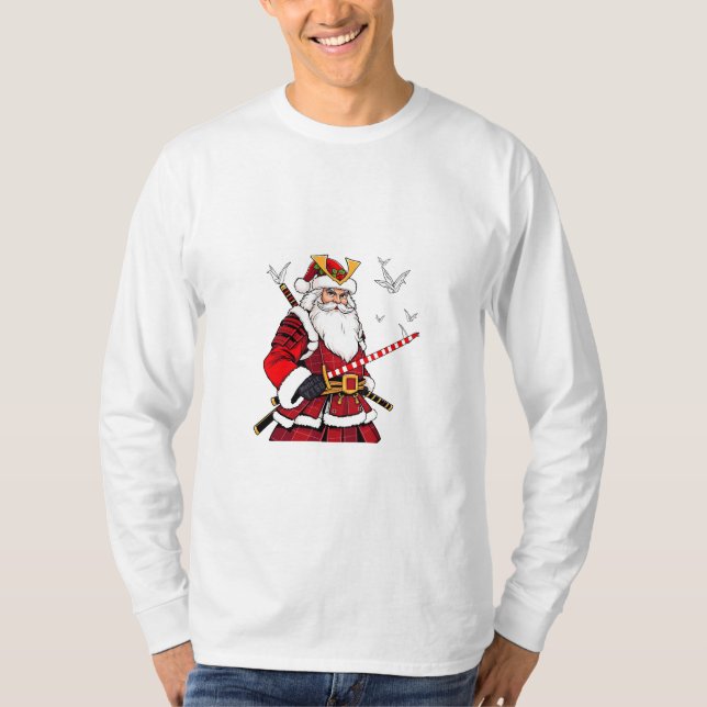 Santa jul Jultomten Japansk Art Samurai T Shirt (Framsida)