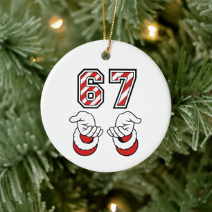 Santa jul meme sex sju 67 6 7 högtid julgransprydnad keramik