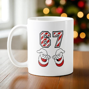 Santa jul meme sex sju 67 6 7 Högtid Kaffemugg