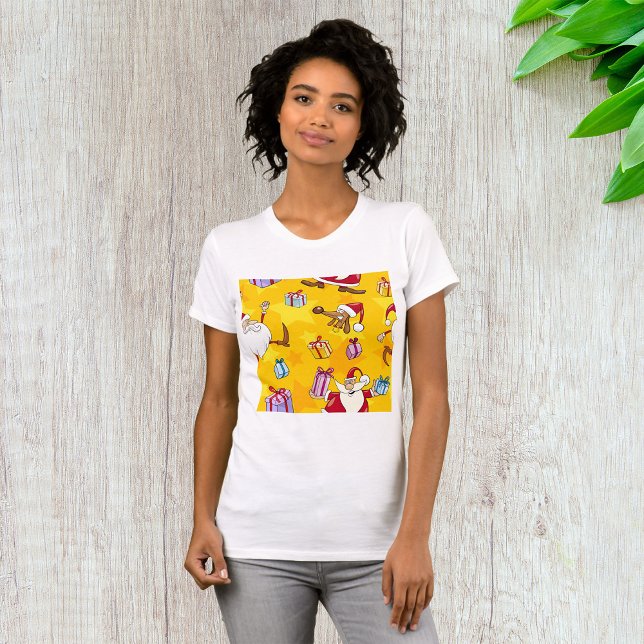 Santa jul Mönster Womens T-Shirt (Skapare uppladdad)