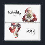 Santa jul Naughty Nice Magnet<br><div class="desc">Den här designen har skapats genom digital grafik. Det kan vara personlig i området att tillhandahålla eller anpassa genom att klicka för att anpassa ytterligare alternativ och ändra namn, initialer eller ord. Du kan också ändra texten färg och stil eller ta bort texten för en bilddesign. Kontakta mig på colorflowcreations@gmail.com...</div>