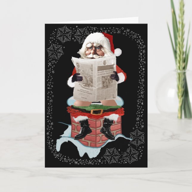 Santa jul Party Pooper Greeting Cards Helgkort (Framsida)