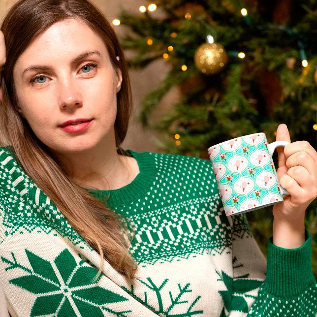 Santa Jul Pickleball Ogee Mönster Kaffemugg (Skapare uppladdad)
