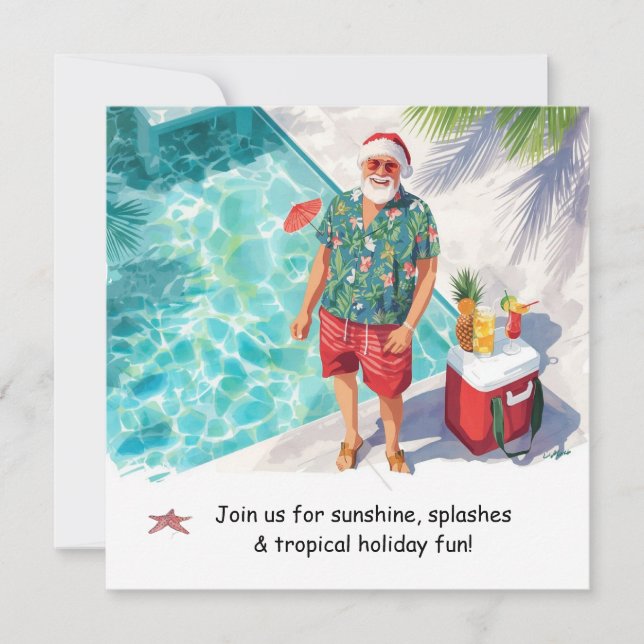 Santa Jul Pool Party Inbjudan  (Framsida)
