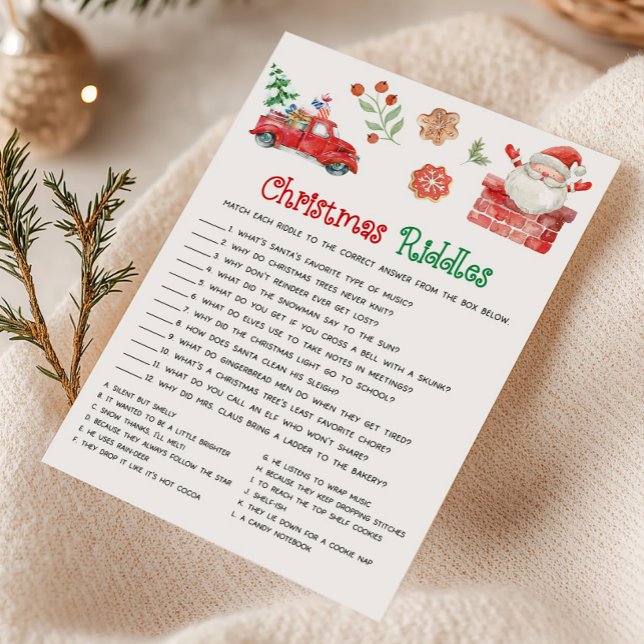 Santa Jul Riddles Spel Julkort (Christmas Party Games)