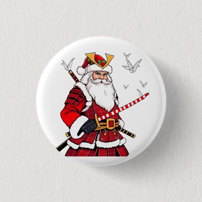 Santa jul Santa Claus japansk konst Samuraj  Knapp (Framsida)