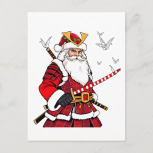 Santa jul Santa Claus japansk konst Samuraj Meddelande Vykort