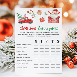 Santa Jul Scattegories Spel Julkort