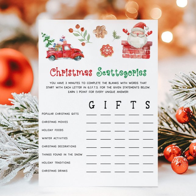 Santa Jul Scattegories Spel Julkort (Christmas Party Games)