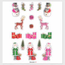 Santa jul Stickers Claus Julafton Decals Red Rolig