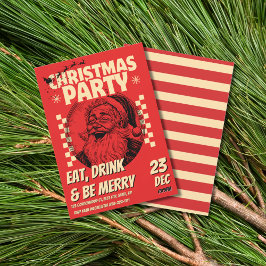Santa Julfest Vintage Röd Inbjudningar