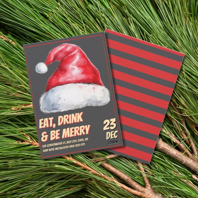 Santa Julfest Vintage Röd  Inbjudningar (Skapare uppladdad)