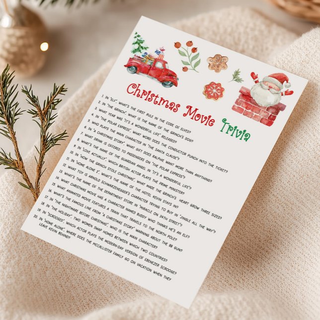 Santa Julfilm Trivia Spel Julkort (Christmas Party Games)