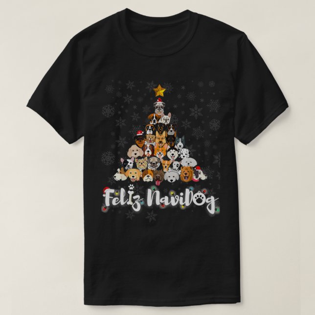 Santa Julgran Hund Julafton Pet Hund älskare Feliz T Shirt (Design framsida)