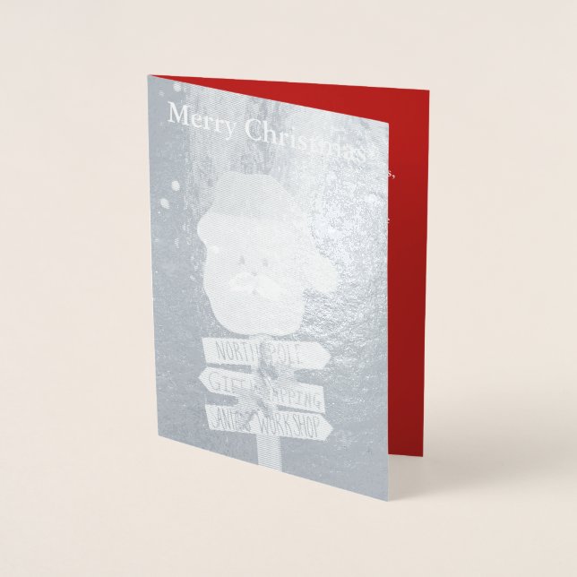 Santa Julgran Silver Foil Card Folierat Kort (Framsida)