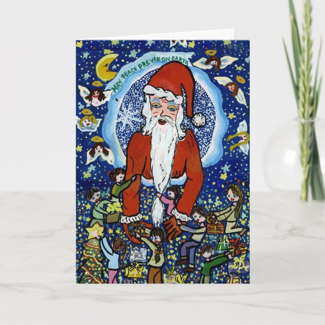 Santa Julhälsningar Card av Young Artist Helgkort (Framsida)