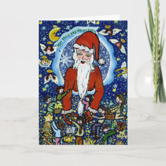 Santa Julhälsningar Card av Young Artist Helgkort