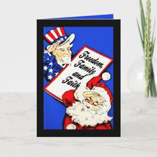 Santa julkort för honnör för Uncle Sam patriotiska Helgkort