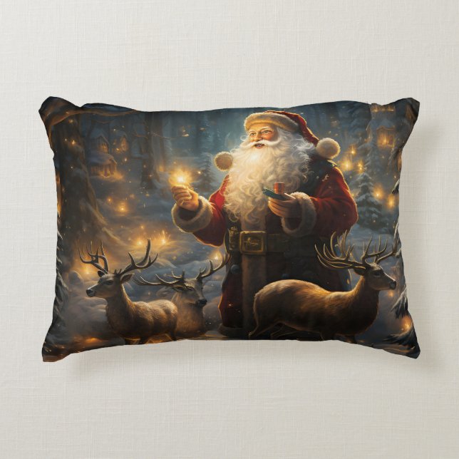Santa julnatt snig skog prydnadskudde (Framsidan)
