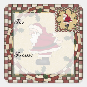 Santa jultomte Gift Märkre Sticker Fyrkantigt Klistermärke
