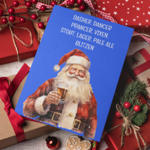 Santa jultomten Funny Reindeer Namn Beer Helgkort