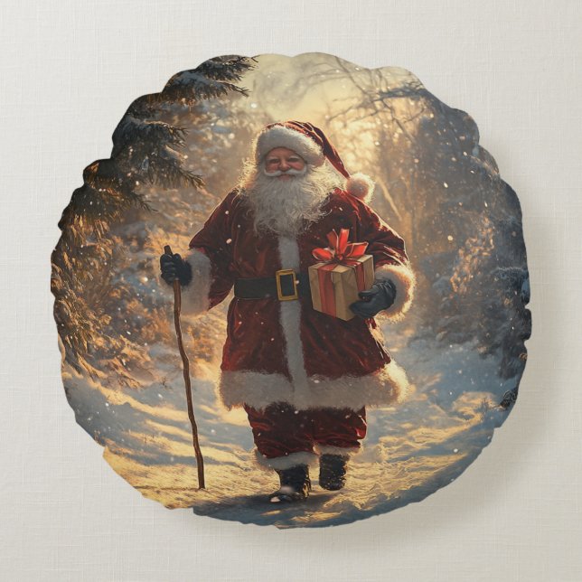 Santa jultomten Pillow Rund Kudde (Framsidan)