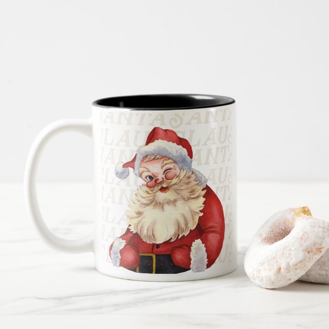 Santa Jultomten Två-Tonad Mugg (Med munk)