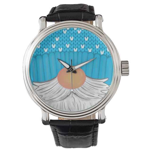 Santa jultomten Winter Hat Beard Sweater Armbandsur (Framsida)