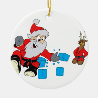 santa karate som gå i flisor is julgransprydnad keramik