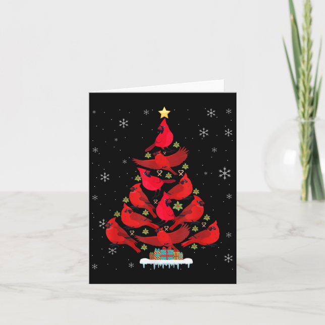 Santa Kardinalfågel Julgran Julbelysning Kort (Framsida)