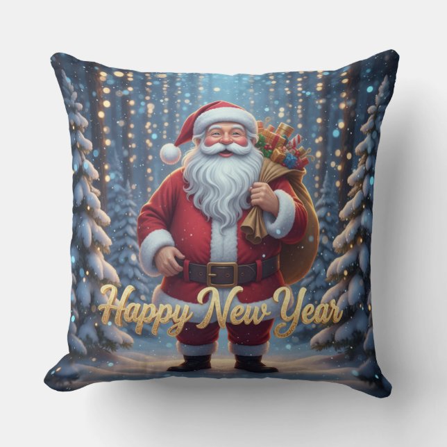 Santa Kastkudde | Gott Nytt År Magisk Jul Kudde (Framsida)