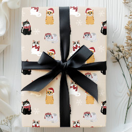 Santa Katter Söt Husdjur Kitty Julmönster Presentpapper
