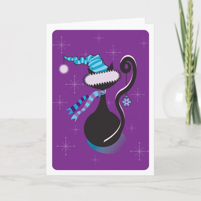 Santa Kattunge Lila Card Helgkort (Framsida)