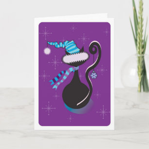 Santa Kattunge Lila Card Helgkort