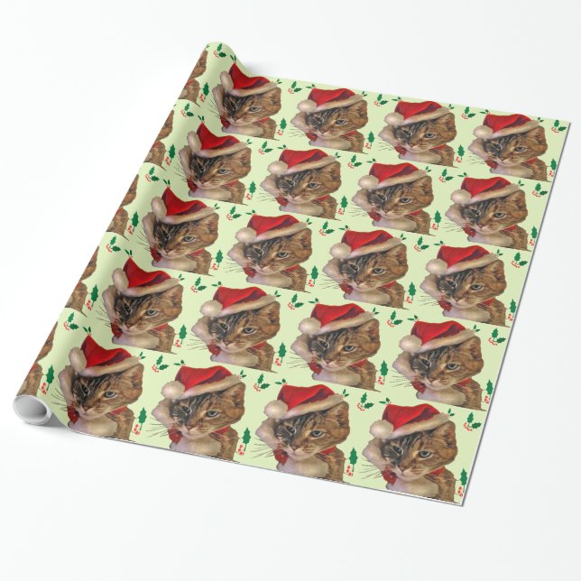 Santa Kattunge med Holly Presentpapper (Utrullad)