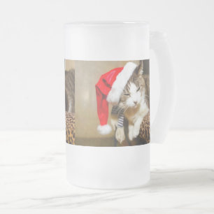 Santa Kattunge Painterly Frosted Glass Beer Mugg