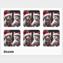 Santa Kattunge Stickers Fyrkantigt Klistermärke