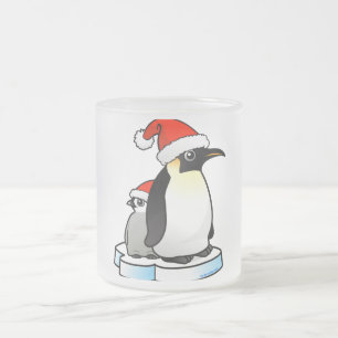 Santa kejsarepingvin frostad glasmugg